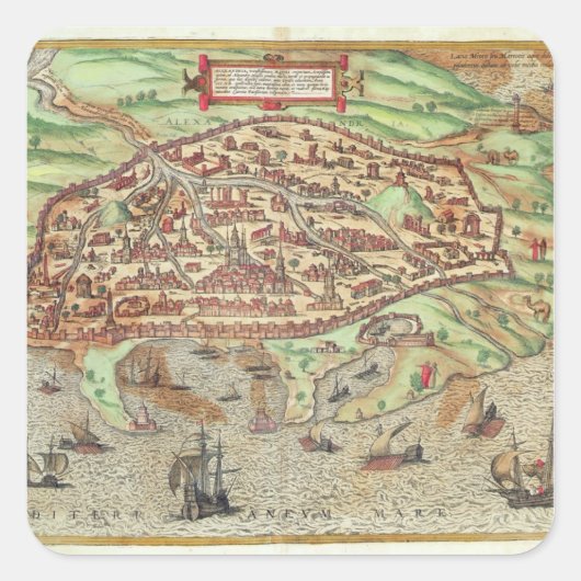 アレクサンドリアの地図 スクエアシール (正面)