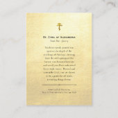 アレクサンドリア正教会のサンシリル祈りの言葉カード プレイスカード (裏面)