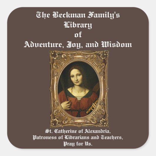 アレクサンドリア蔵書票の聖キャサリン スクエアシール (正面)
