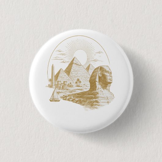 アレクサンドリア エジプト 伝統的ミニマルデザイン 缶バッジ (正面)