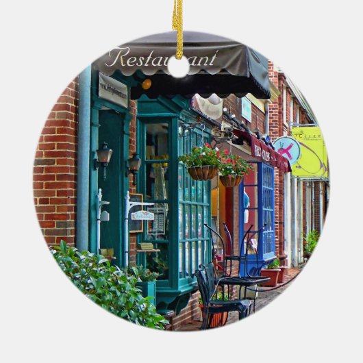 アレクサンドリアVA – ブラウンオーニング付きレストラン セラミックオーナメント (裏面)