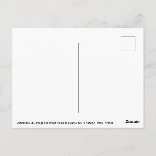 アレクサンドル三世橋とグランド・パレ宮殿のある晴れた日 ポストカード (裏面)