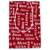 アレクサ名前をカスタムする雪片 ミディアムペーパーバッグ (正面)