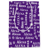 アレクサ名前をカスタムする雪片 ミディアムペーパーバッグ (正面)