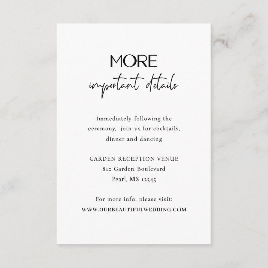 アレクシス白黒エレガントモダン結婚ズ エンクロージャーカード (正面)