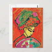 アレクセイ・ジャウェレンスキーの花の帽子をかぶった少女 ポストカード (正面/裏面)