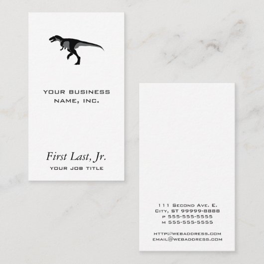 アレクトロサウルスの恐竜の有史以前のイラストレーション 名刺 (正面/裏面)