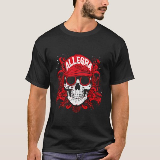アレグラパーソナライズされた名のアイテムスカル Tシャツ (正面)