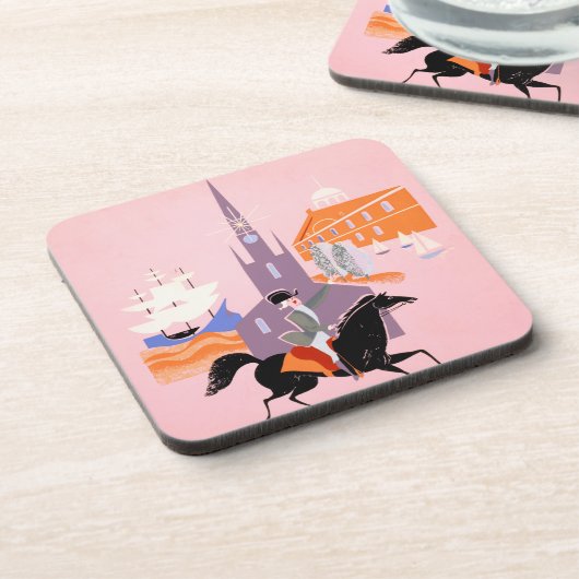 アレゲニー航空のボストンへの旅行ポスター コースター (左側)