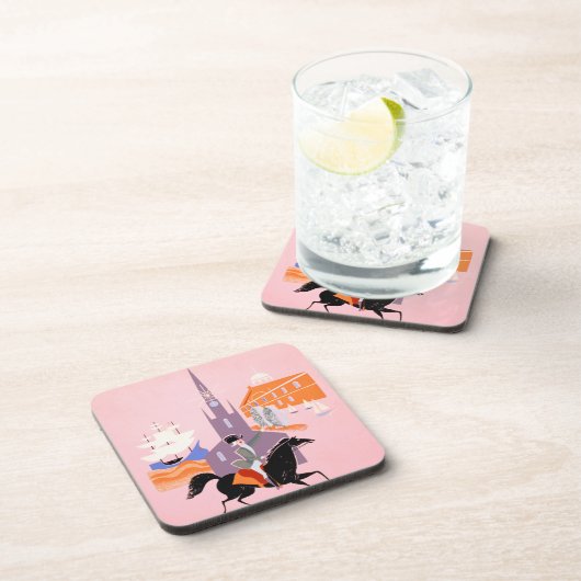 アレゲニー航空のボストンへの旅行ポスター コースター (右側)