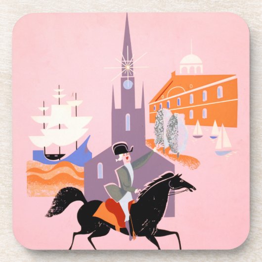 アレゲニー航空のボストンへの旅行ポスター コースター (正面)