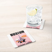 アレゲニー航空のボストンへの旅行ポスター スクエアペーパーコースター (インサイチュ)