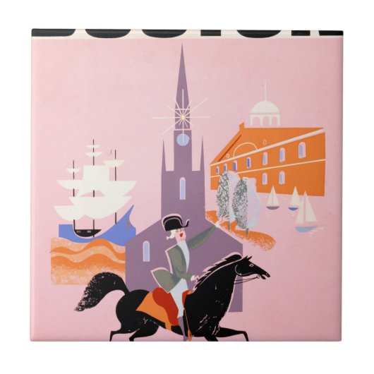 アレゲニー航空のボストンへの旅行ポスター タイル (正面)