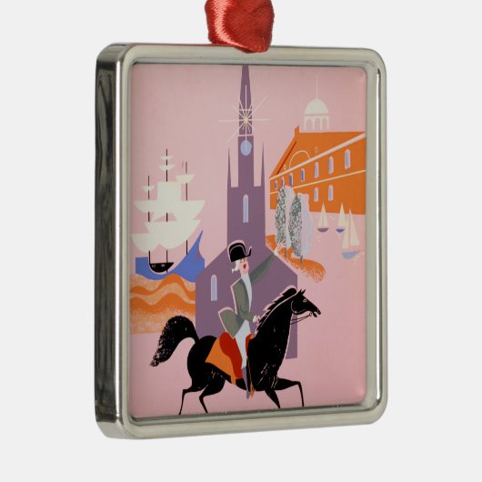 アレゲニー航空のボストンへの旅行ポスター メタルオーナメント (右)