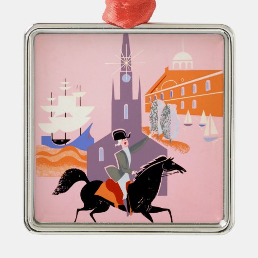 アレゲニー航空のボストンへの旅行ポスター メタルオーナメント (正面)