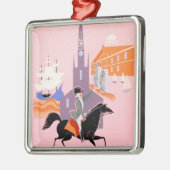 アレゲニー航空のボストンへの旅行ポスター メタルオーナメント (左)