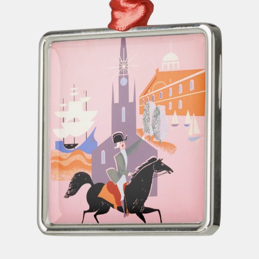 アレゲニー航空のボストンへの旅行ポスター メタルオーナメント (左)