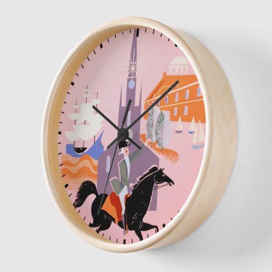 アレゲニー航空のボストンへの旅行ポスター 壁時計 (傾斜)