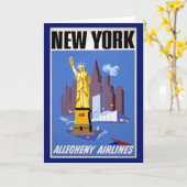 アレゲーニー航空のヴィンテージ旅行ポスター カード (黄色い花)