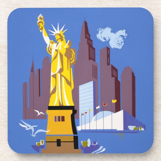 アレゲーニー航空のヴィンテージ旅行ポスター コースター (正面)