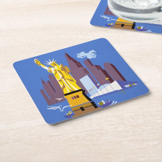 アレゲーニー航空のヴィンテージ旅行ポスター スクエアペーパーコースター (アングル)