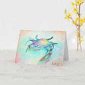 アレシアの初期の絵画 – 「青いカニ」 カード (黄色い花)