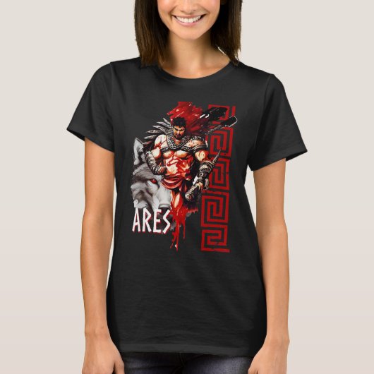 アレス古代ギリシャのウルフ戦争神ギリシャ神話 Tシャツ (正面)