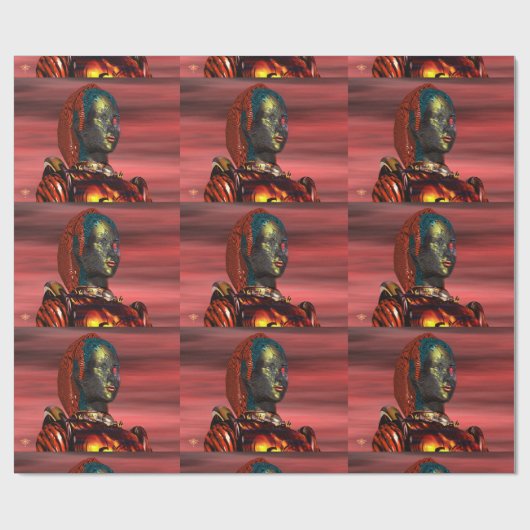 アレスCYBORGポートレートレッドサイエンスフィクションSci-Fi ラッピングペーパー (フラット)