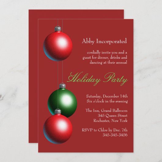 アレッドオーナメントホリデーパーティー招待状 招待状 (正面/裏面)