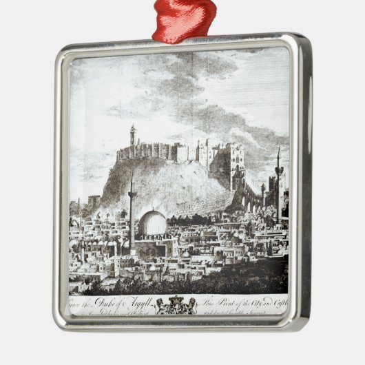 アレッポ、シリア市そして城の眺め メタルオーナメント (左)