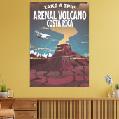 アレナル火山コスタリカヴィンテージ漫画のポスター キャンバスプリント (インサイチュ (リビング))