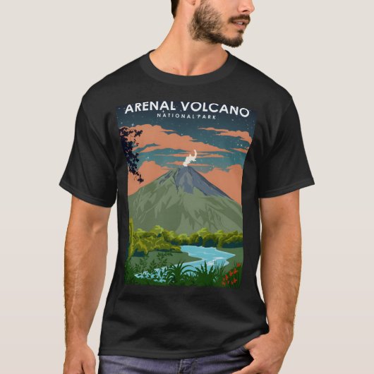 アレナル火山コスタリカ国立公園の夜 Tシャツ (正面)