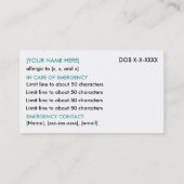 アレパーソナライズされたルギーレストラン& ICEカード – HP 名刺 (裏面)