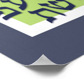 アレフベットポスター – ライムグリーンと青2 ポスター (角)