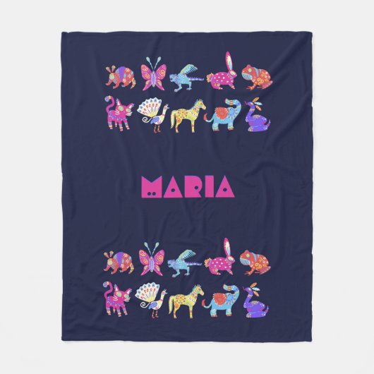 アレブリエパーソナライズされた毛布メキシコの芸術動物 フリースブランケット (正面)