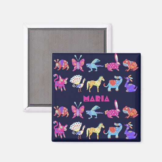 アレブリパーソナライズされたエメキシコ動物フォーク マグネット (正面/裏面)