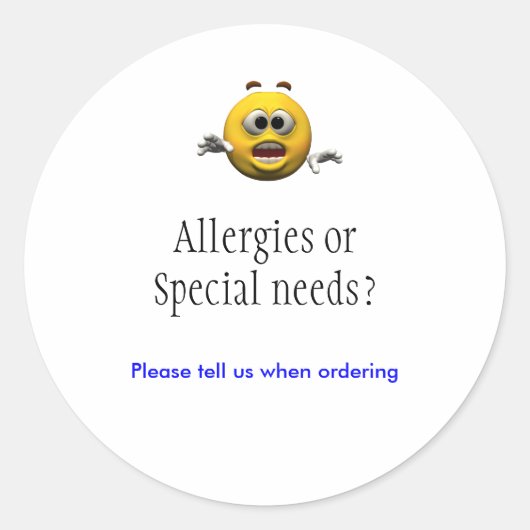 アレルギーのステッカー ラウンドシール (正面)