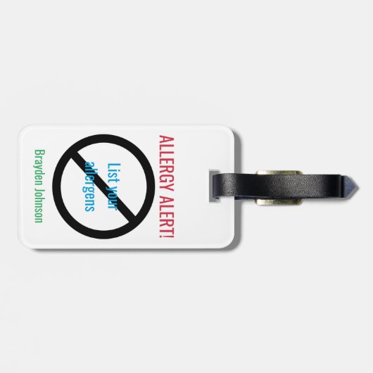 アレルギーの医学警報によってカスタマイズ食物アレルギー ラゲッジタグ (裏面横)