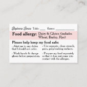 アレルギーダイニングカード、セリアックフレンドリーレストラン コーリングカード (正面)