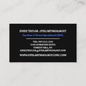 アレルギーデザイン、耳鼻咽喉科医、耳鼻咽喉科 名刺 (裏面)