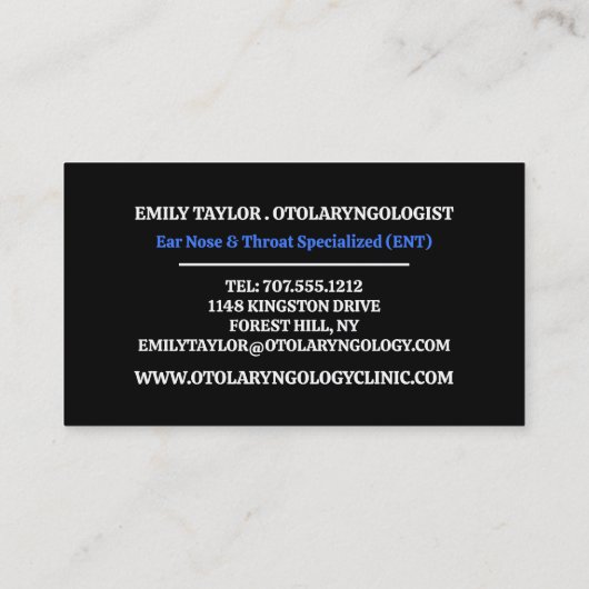 アレルギーデザイン、耳鼻咽喉科医、耳鼻咽喉科 名刺 (裏面)