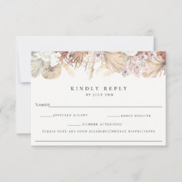 アレルギーノート付きボヘミアン植物結婚式RSVP 出欠カード