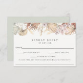 アレルギーノート付きボヘミアン植物結婚式RSVP 出欠カード (正面/裏面)