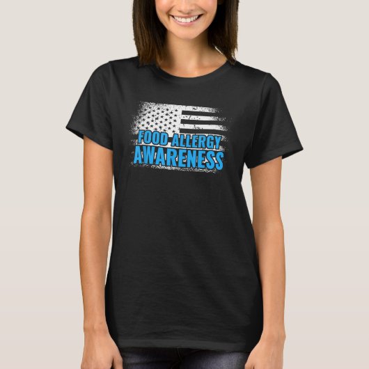 アレルギー反応アメリカ国旗の食品アレルギー認識 Tシャツ (正面)