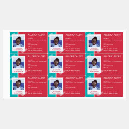 アレルギー警告キッズフォトメディカルエマージェンシーデイケア ラベル