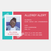 アレルギー警告キッズフォトメディカルエマージェンシーデイケア 長方形シール (正面)