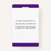 アレルギー警告サービスの犬IDの写真パーソナライズされた バッジ (裏面)