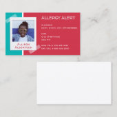 アレルギー警告児童写真医療救急デイケア コーリングカード (正面/裏面)