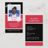 アレルギー警告児童写真医療救急デイケア コーリングカード (正面/裏面)