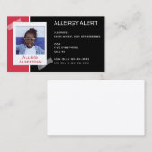 アレルギー警告児童写真医療救急デイケア コーリングカード (正面/裏面)